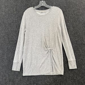 Athleta Nirvana Twist Pullover Top Women's Medium Gray Knot Front Long Sleeve